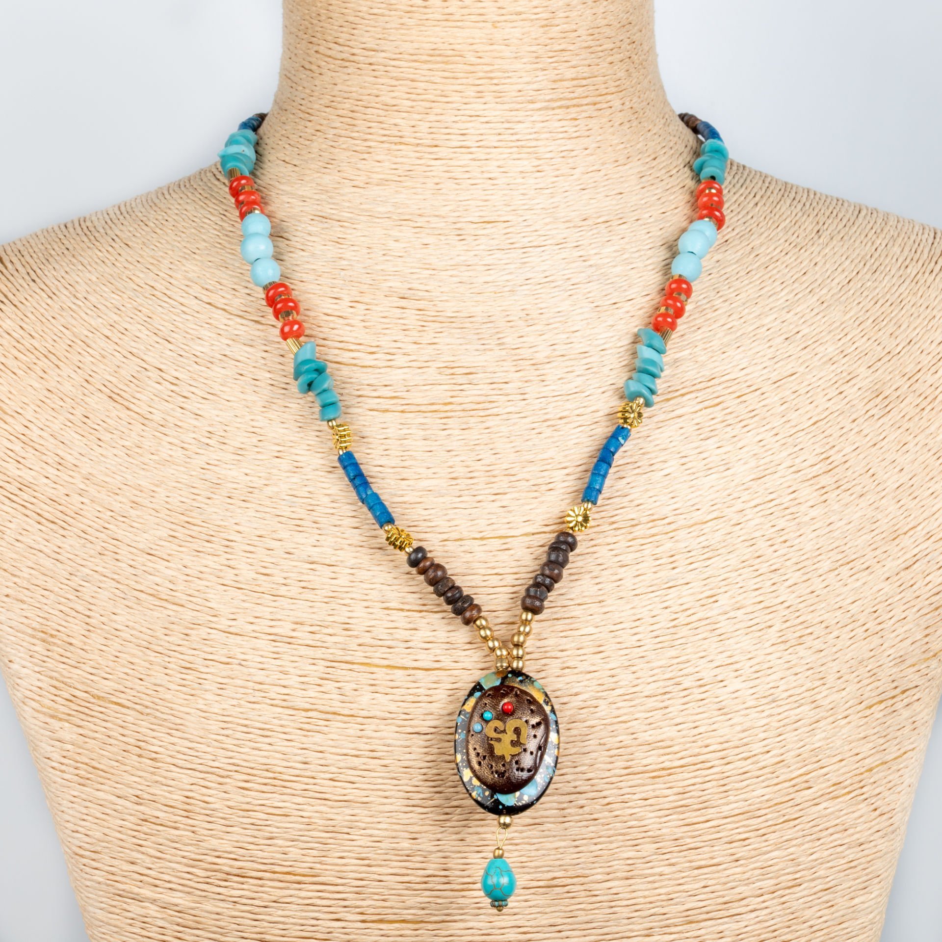 Ethnic Necklace-Natural Stone Long 70cm
