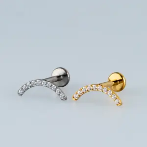 Toptan G23 Titanyum Onlu Hilal Piercing Beyaz 8mm