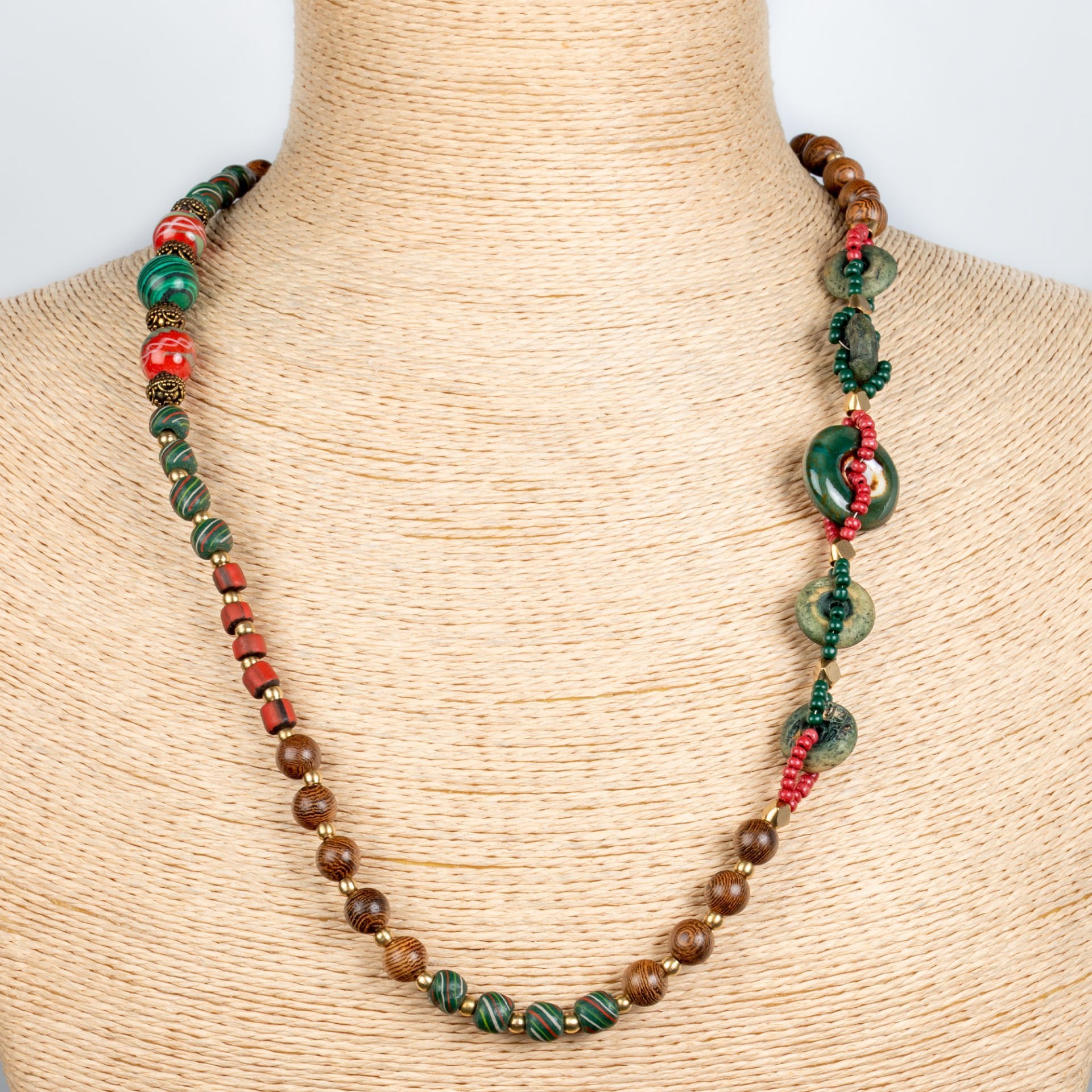 Ethnic Necklace-Natural Stone Long 80cm