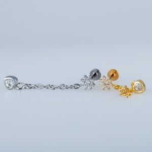 Piercing Tragus Helix Çiçek ve Kalp
