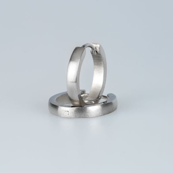 Steel Ring 3X14mm Matte Earring Pair