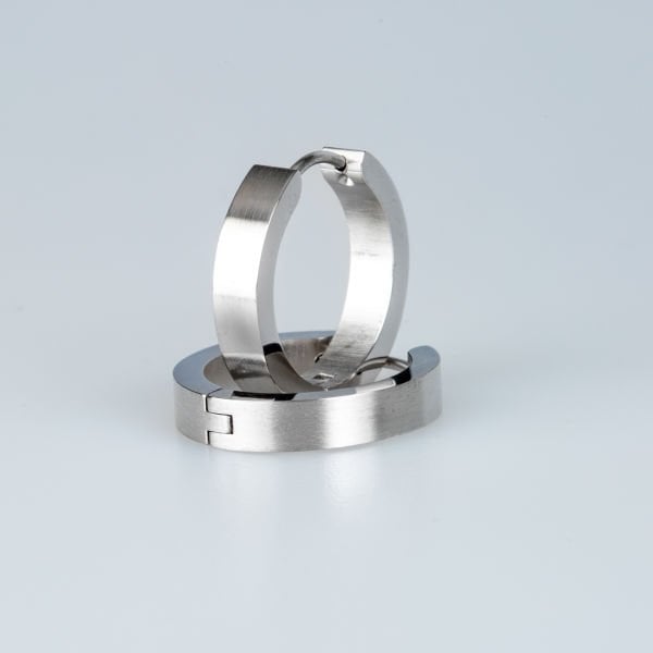 Steel Hoop 4X16mm Matte Earring Pair