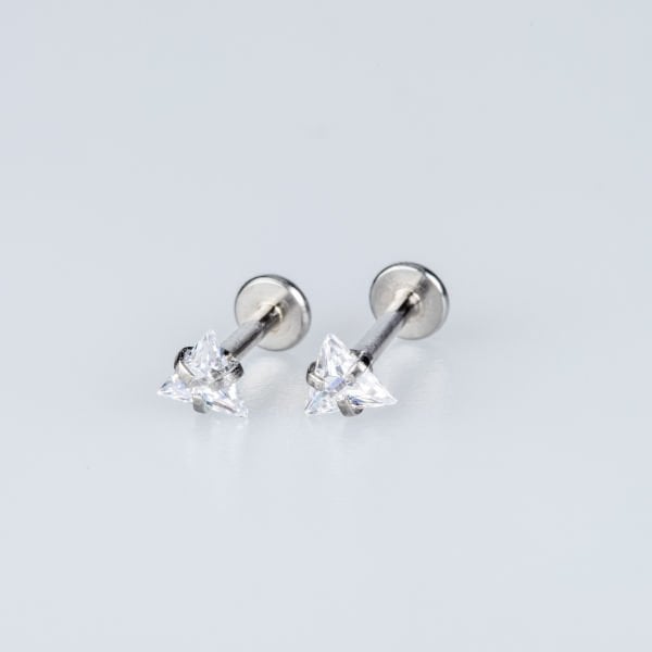 Piercing Labret  4mm Üçgen Taş