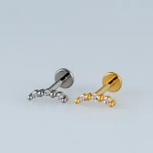 Toptan G23 Titanyum Granüllü Üçtaş Piercing Beyaz 8mm