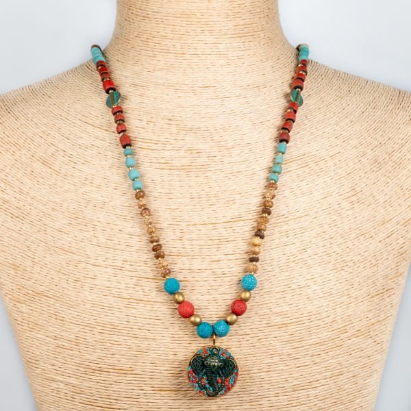 Ethnic Necklace-Natural Stone Long 70cm