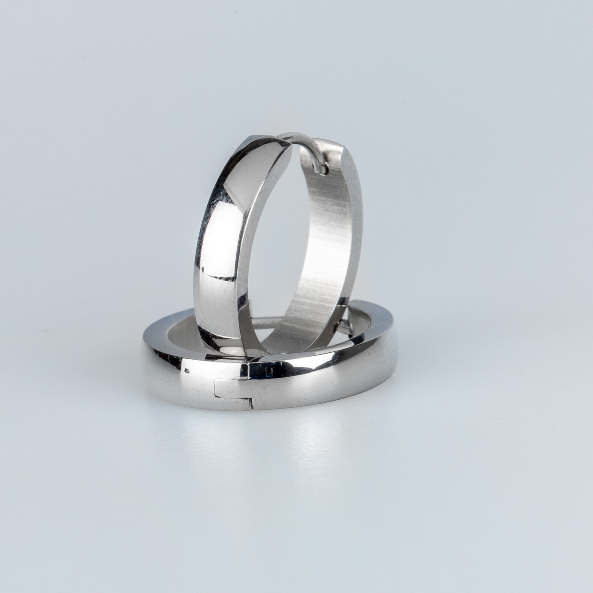 Steel Hoop 4X16mm Shiny Earring Pair