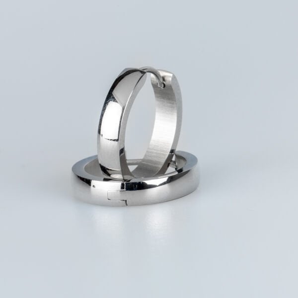 Steel Hoop 4X16mm Shiny Earring Pair