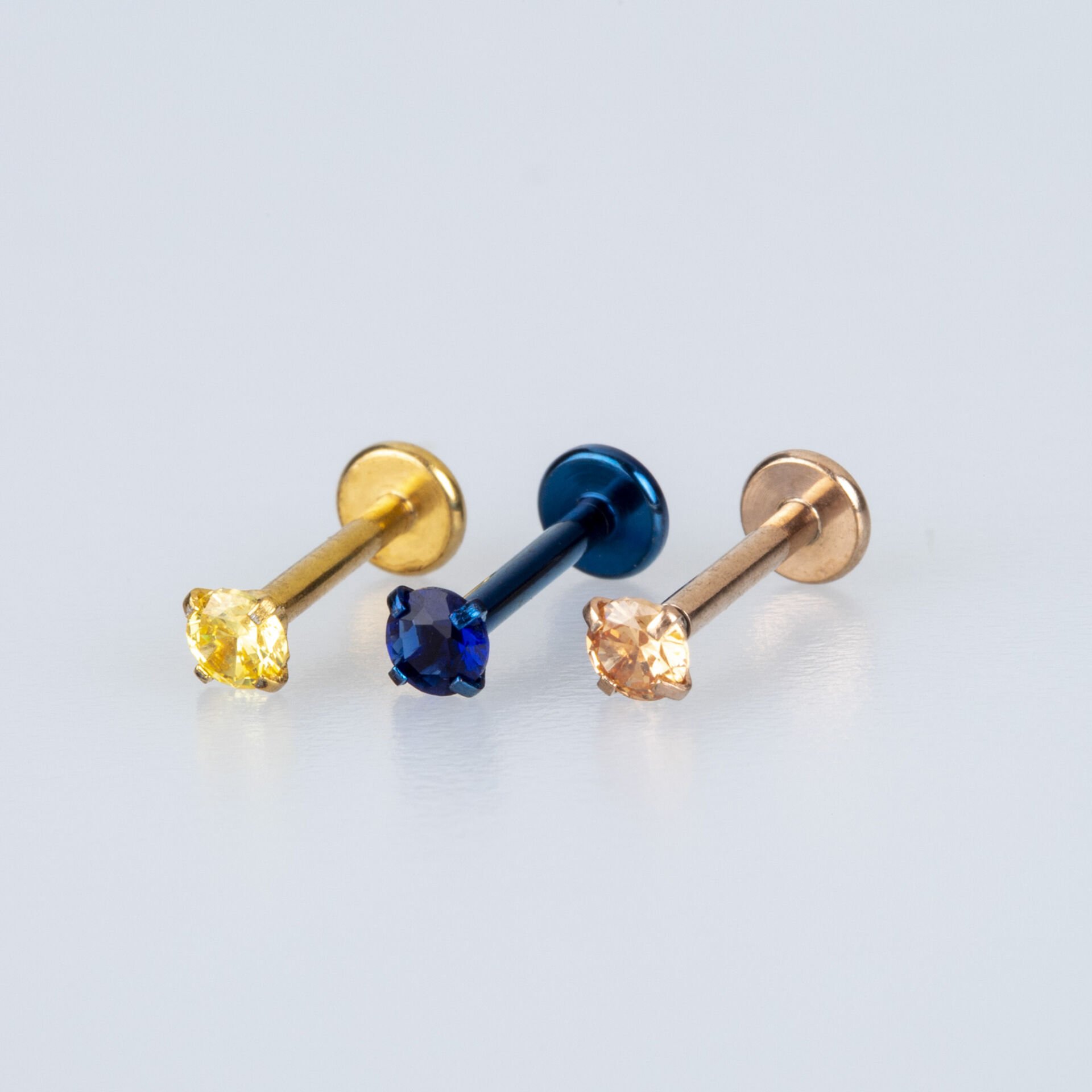 Toptan Piercing Labret 3mm Yuvarlak Taş