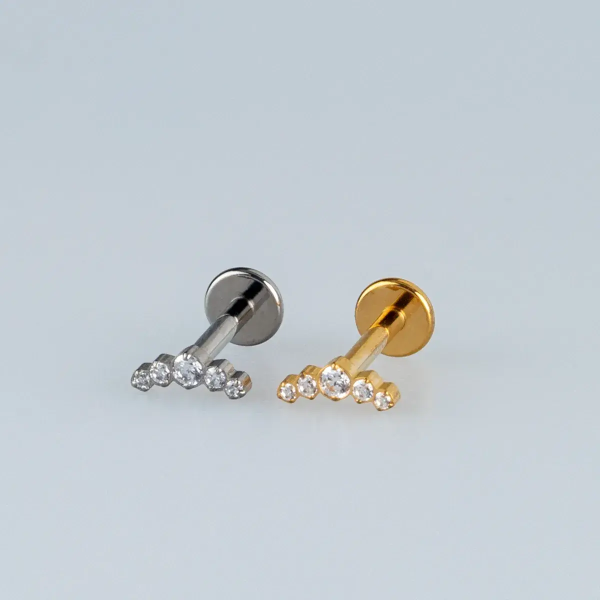 Toptan G23 Titanyum Beşli Kavisli Piercing Beyaz 8mm