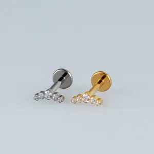 Toptan G23 Titanyum Beşli Kavisli Piercing Beyaz 8mm