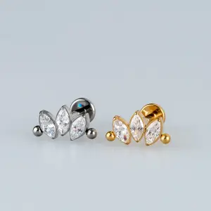 Toptan G23 Titanyum Üçlü Markiz Piercing Beyaz 8mm