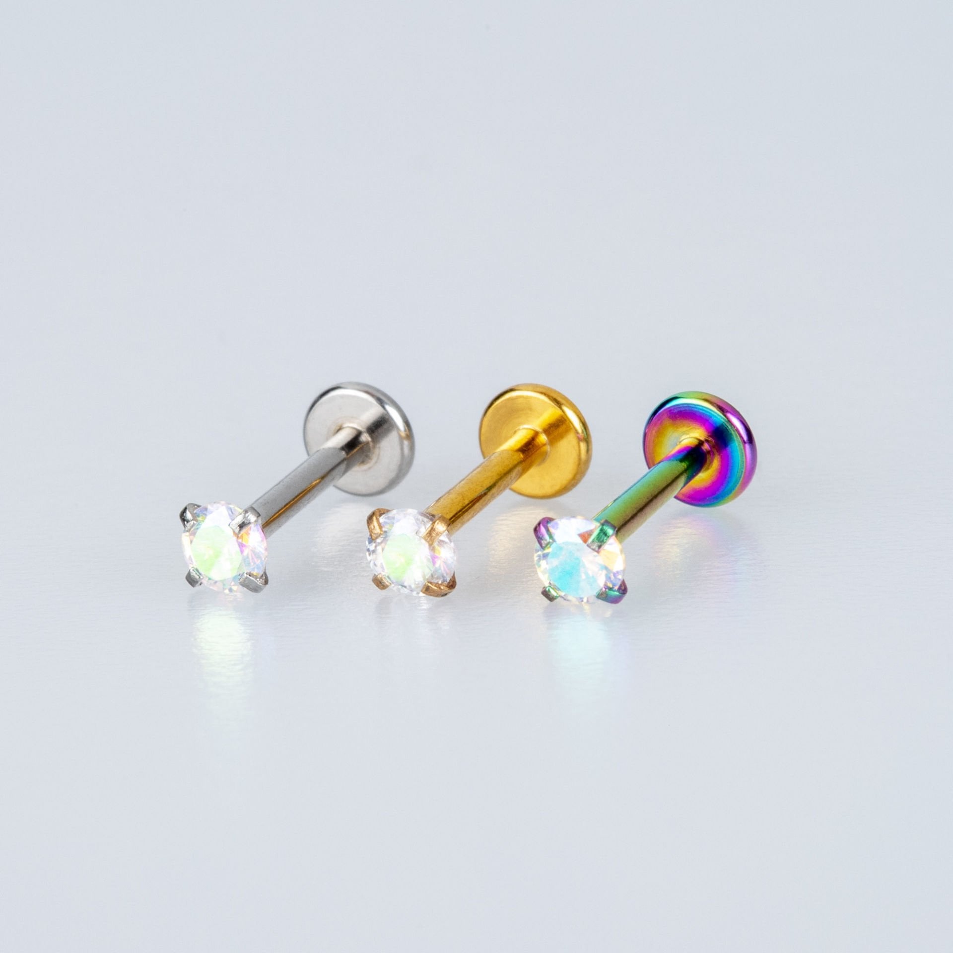 Toptan Piercing Labret 3mm Yuvarlak Taş
