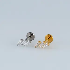 Toptan G23 Titanyum Üçlü Baget Piercing Beyaz 8mm