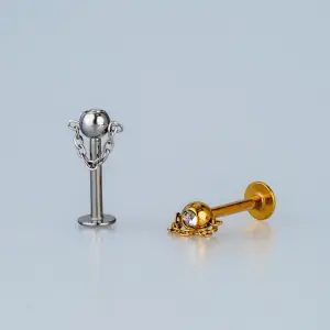 Toptan Piercing Çelik Tragus Helix Sarı