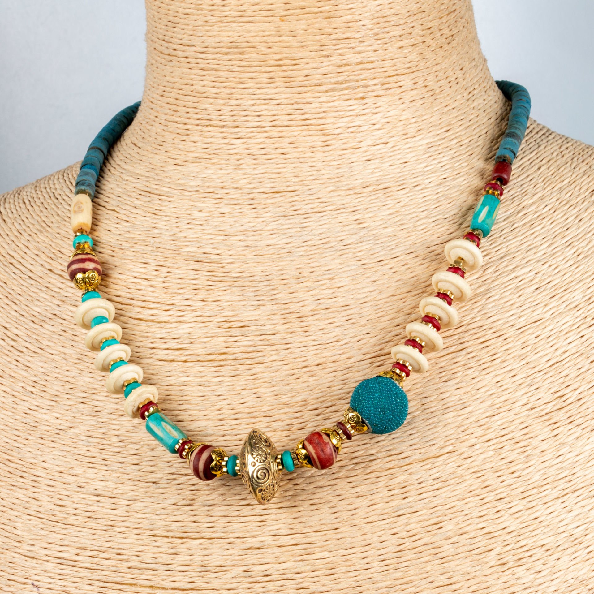 Ethnic Necklace-Natural Stone 50cm