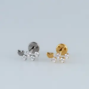 Toptan G23 Titanyum Kalpli Taşlı Piercing Beyaz 8mm