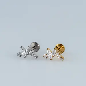 Toptan G23 Titanyum Markiz Kombin Piercing Beyaz 8mm