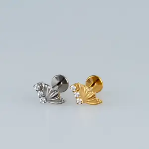 Toptan G23 Titanyum Kanat Yelpaze Piercing Beyaz 8mm