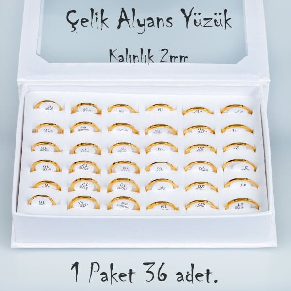 Çelik Alyans Yüzük Paket 36 Adet 2,3,4,5mm Kalınlık Seçeneği
