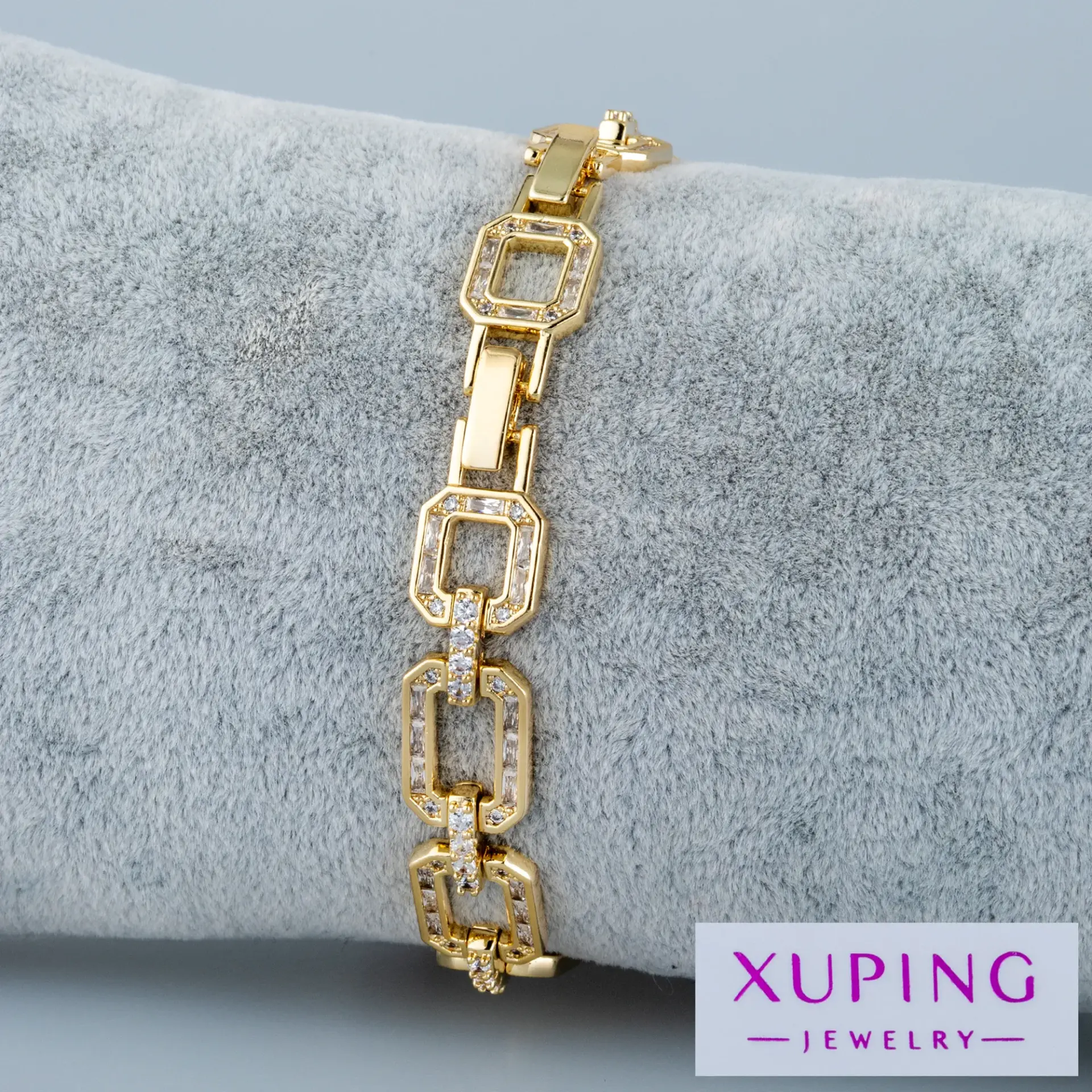 Xuping Jewelry 14K Modern Zincir Tasarım Taşlı Bileklik