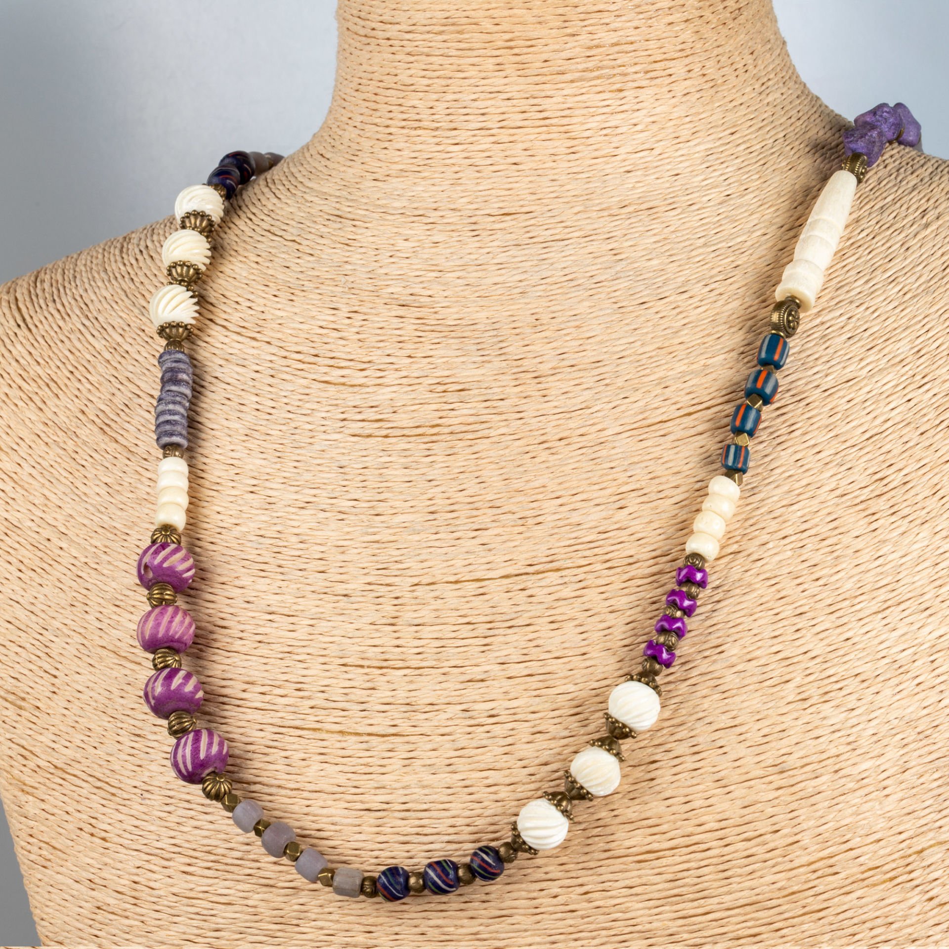Ethnic Necklace-Natural Stone 80cm Long