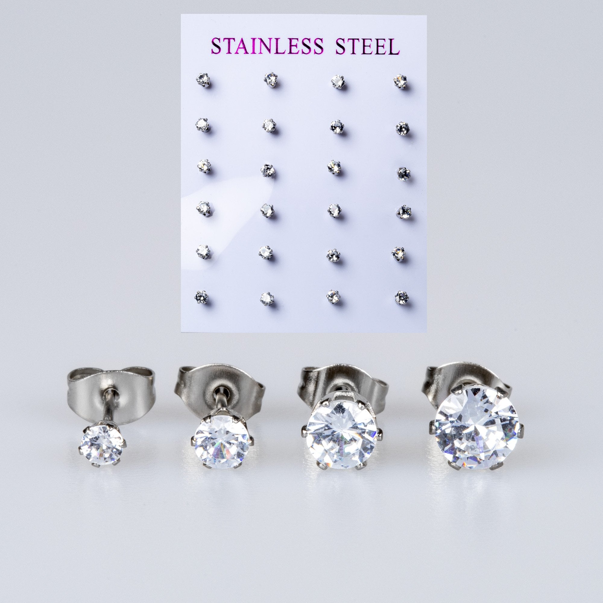 Çelik Taşlı Küpe Paket Boy: 6mm