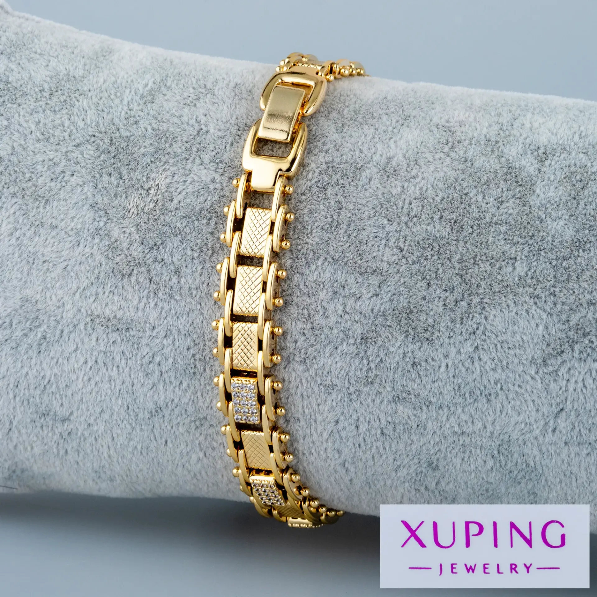 Xuping Jewelry 14K Dikdörtgen Detaylı Taşlı Bileklik