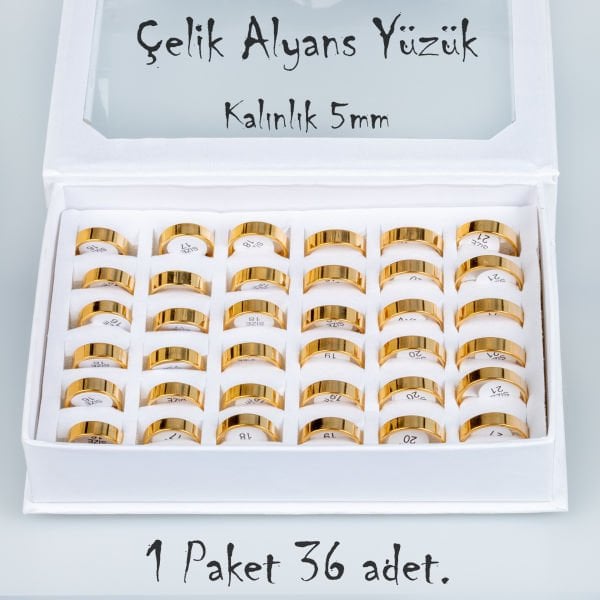 Steel Wedding Ring Package 36 Pieces 2,3,4,5mm Thickness Options Length: 5mm