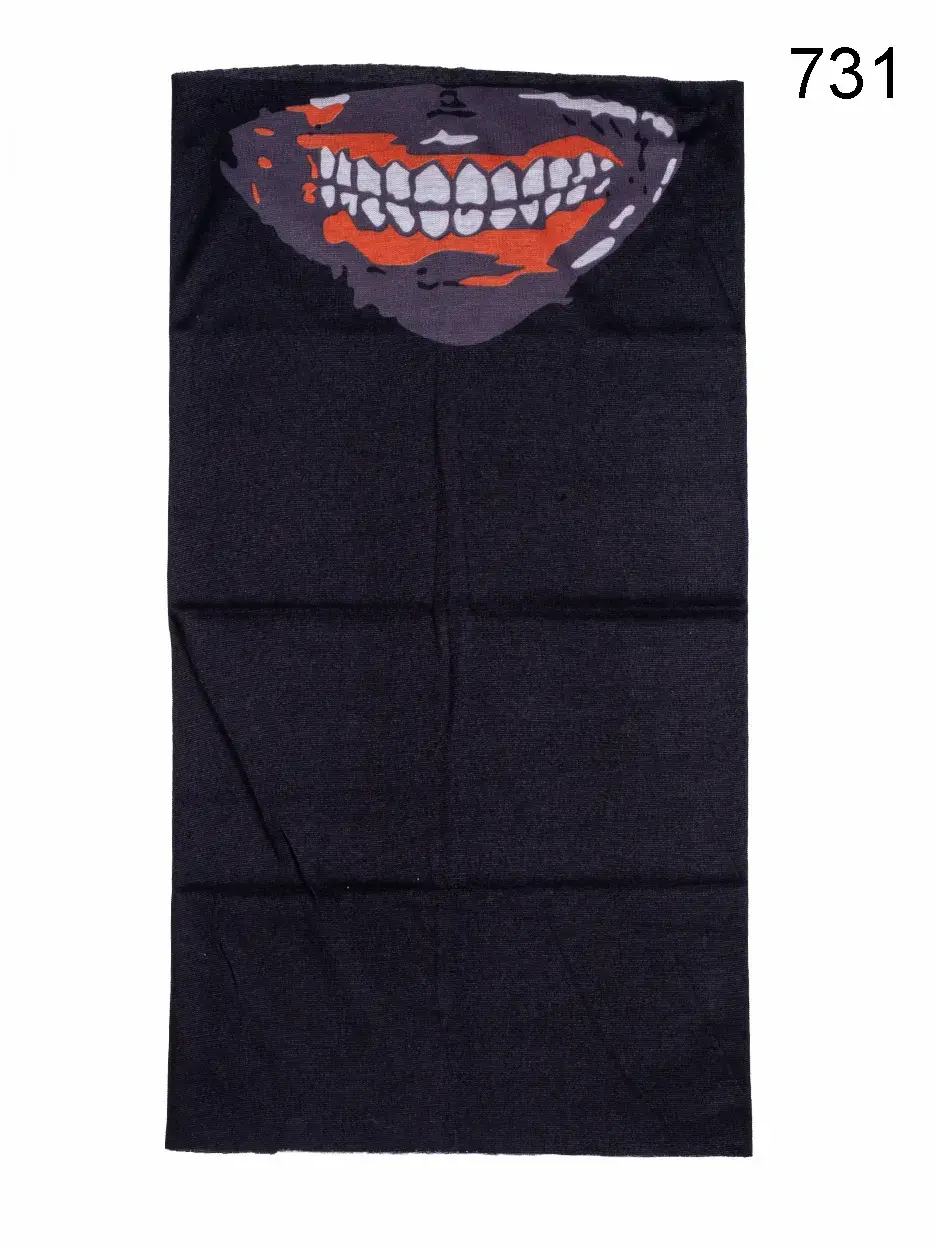 Toptan Siyah Zombi Ağzı Yarım Maske Baskılı Dikişsiz Boyunluk