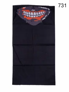 Toptan Siyah Zombi Ağzı Yarım Maske Baskılı Dikişsiz Boyunluk