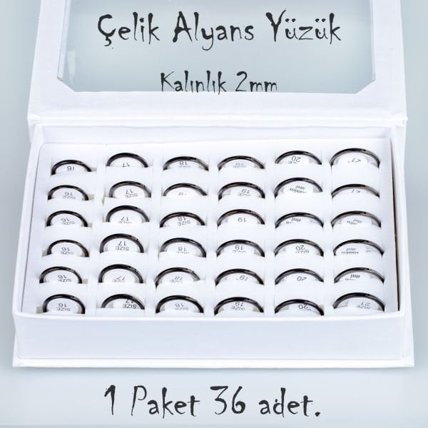 Çelik Alyans Yüzük Paket 36 Adet 2,3,4,5mm Kalınlık Seçeneği