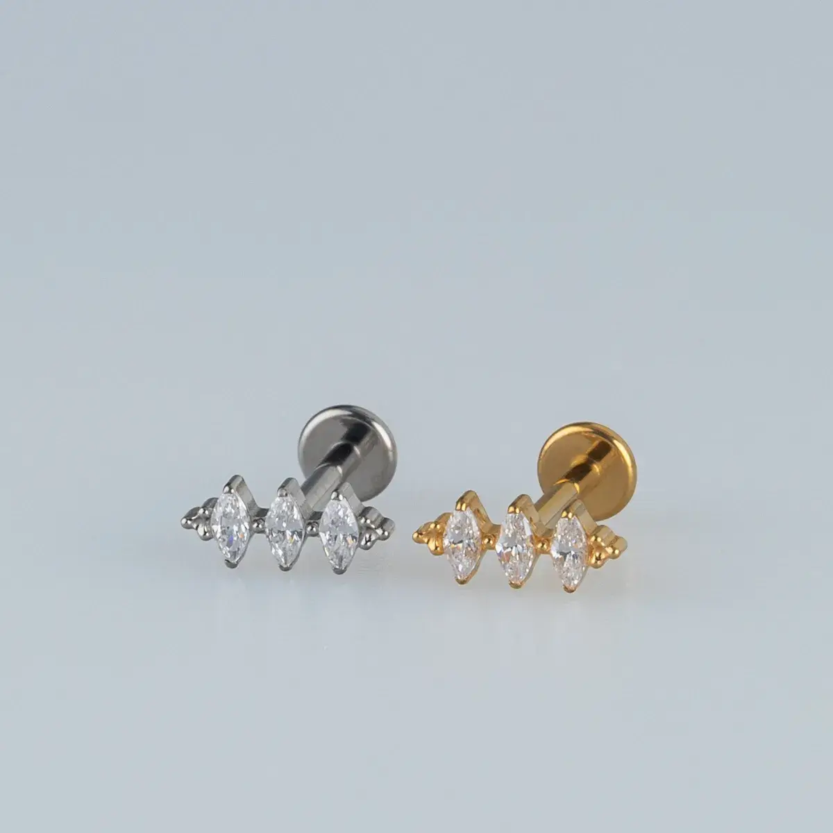 Toptan G23 Titanyum Üçlü Markiz Piercing Beyaz 8mm