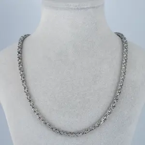 Toptan Erkek 316L Çelik Kral Zincir Kolye 4mm Beyaz 55cm
