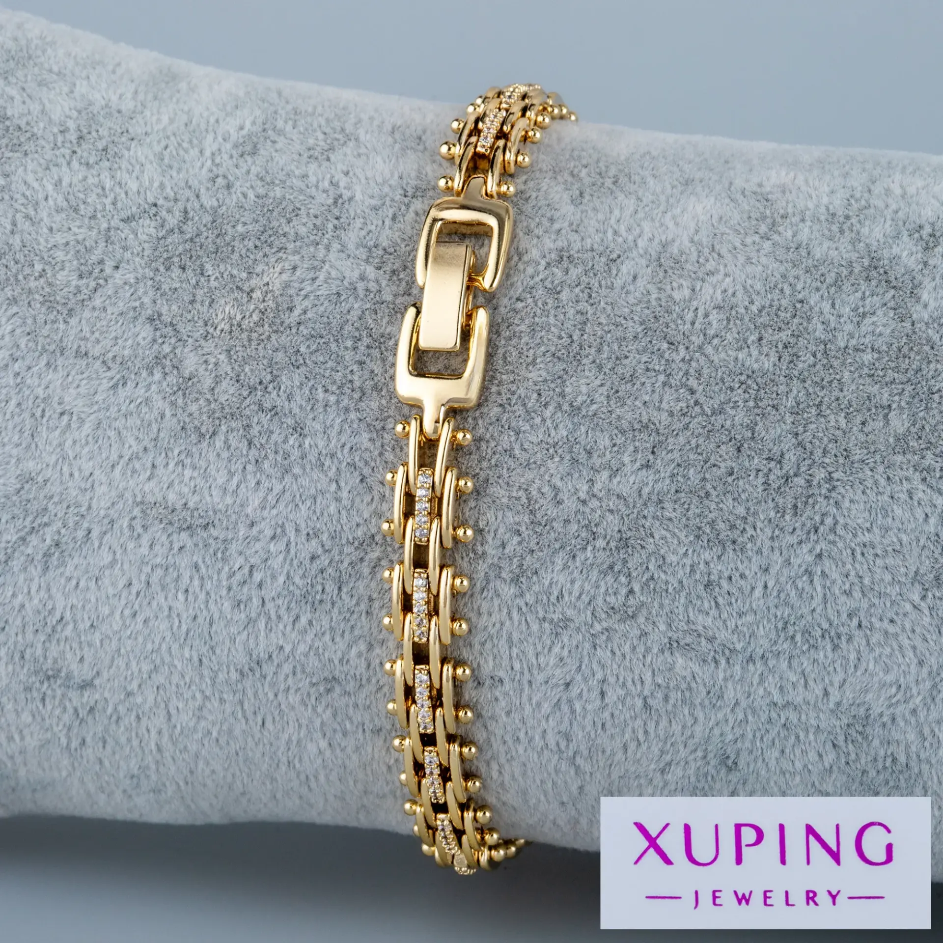 Xuping Jewelry 14K Zirkon Taşlı Çift Zincir Tasarımı Bileklik