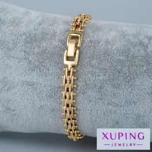 Xuping Jewelry 14K Zirkon Taşlı Çift Zincir Tasarımı Bileklik