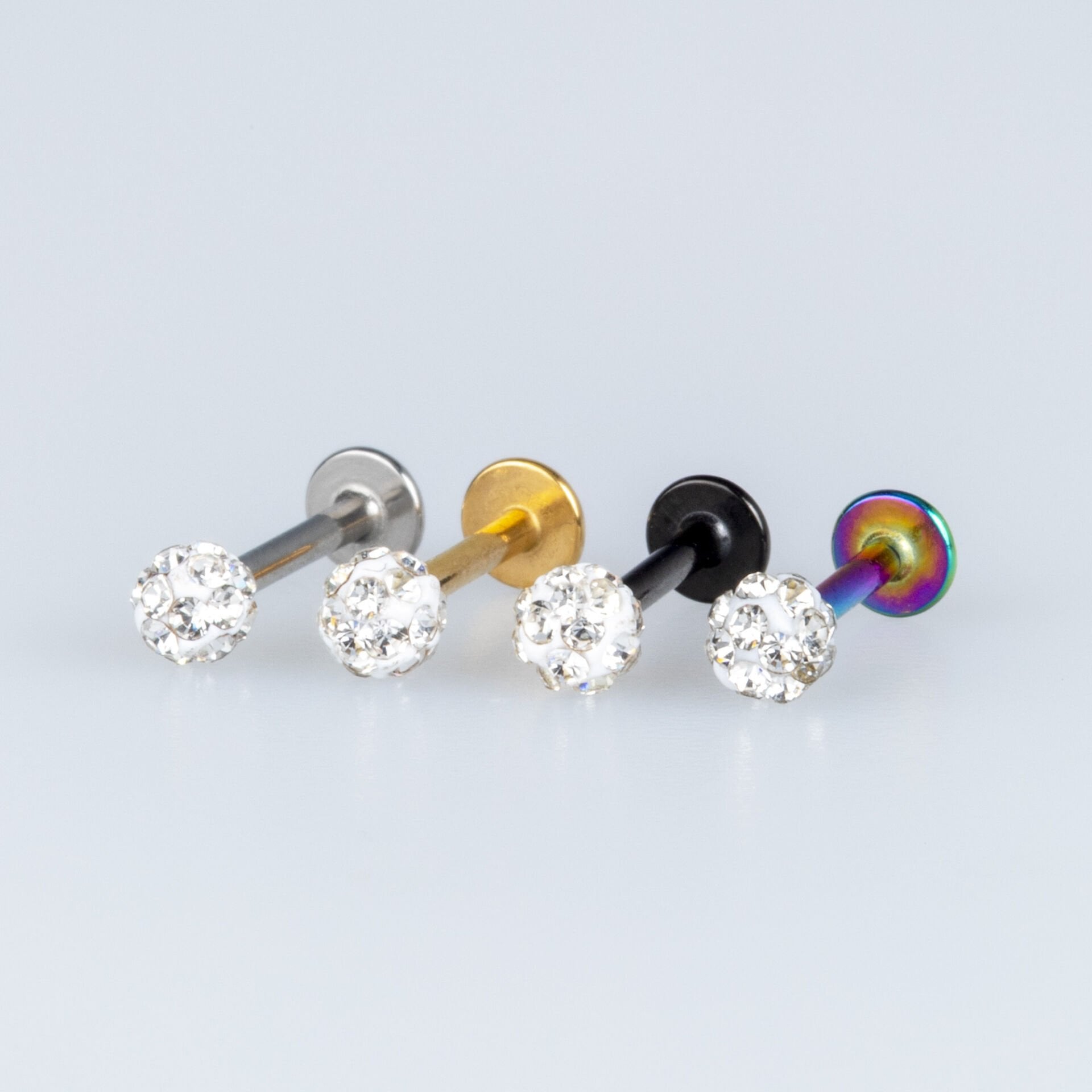 Toptan Piercing Labret Şambala Mumsuz 3.5mm Top Beyaz 6mm