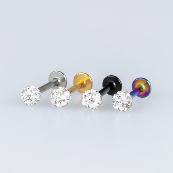 Toptan Piercing Labret Şambala Mumsuz 3.5mm Top Beyaz 6mm