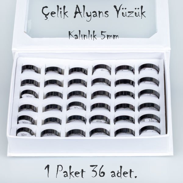 Steel Wedding Ring Package 36 Pieces 2,3,4,5mm Thickness Options Length: 5mm