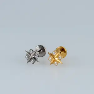 Toptan G23 Titanyum Kutup Yıldızı Piercing Beyaz 8mm