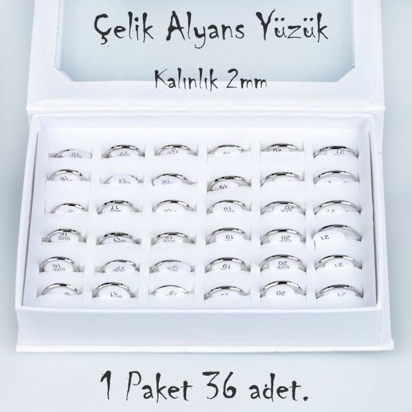 Steel Wedding Ring Package 36 Pieces 2,3,4,5mm Thickness Options