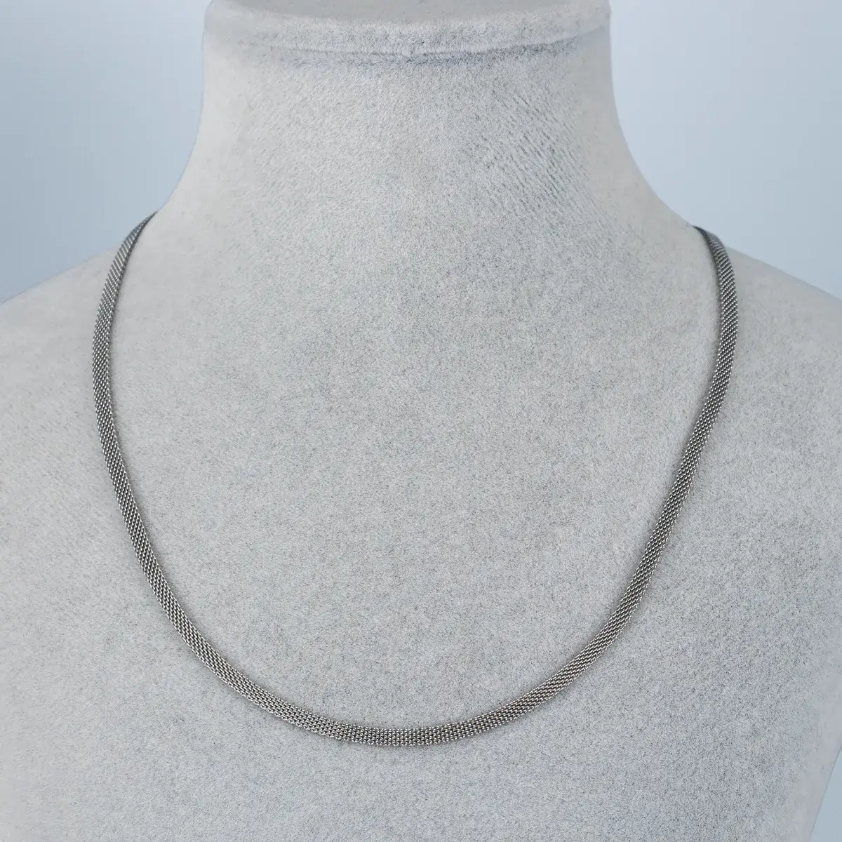 Toptan Erkek 316L Çelik Hasır Zincir Kolye 3mm Beyaz 50cm