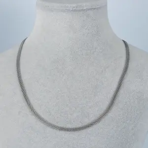 Toptan Erkek 316L Çelik Hasır Zincir Kolye 3mm Beyaz 50cm