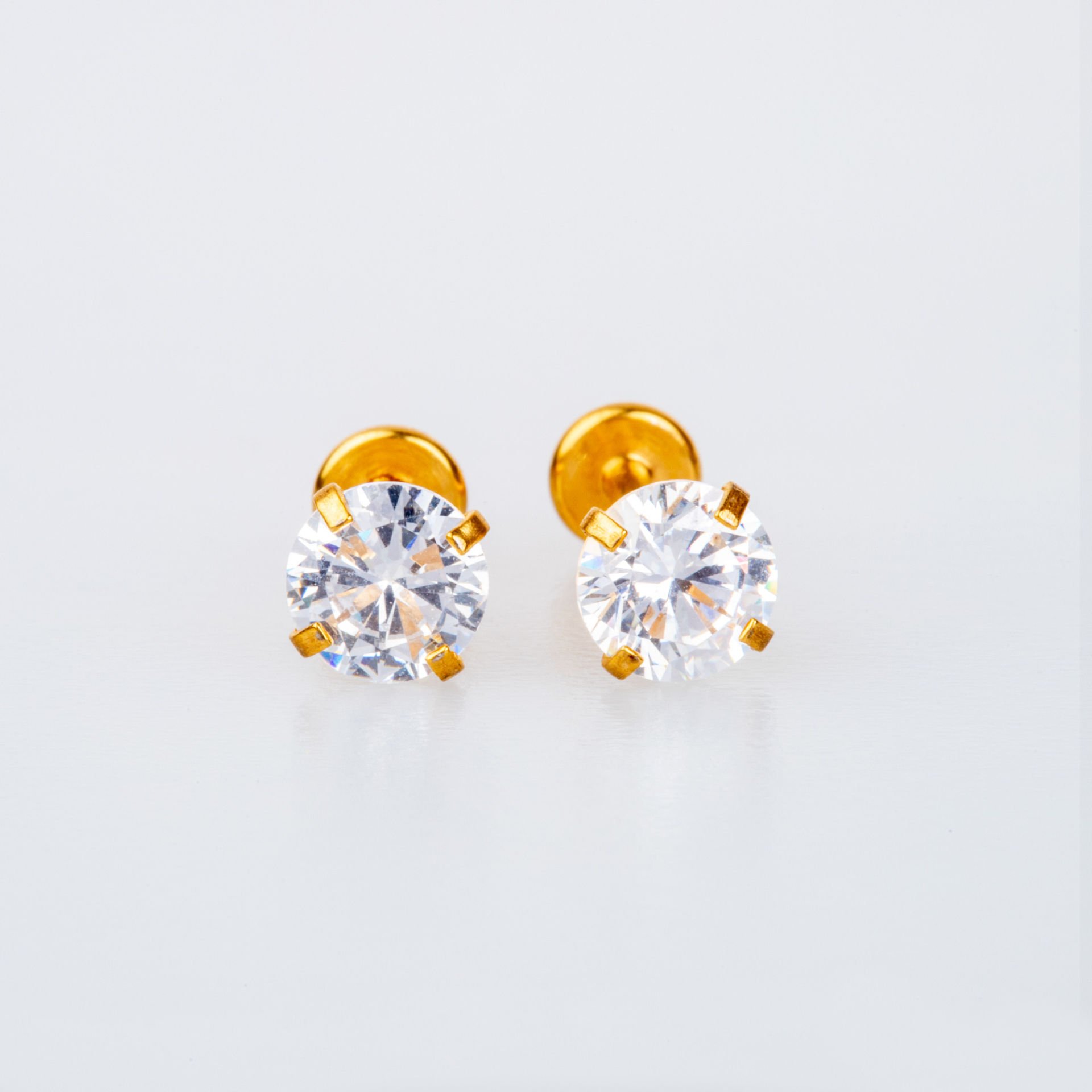 Toptan Piercing Labret 6mm Yuvarlak Taş Gold