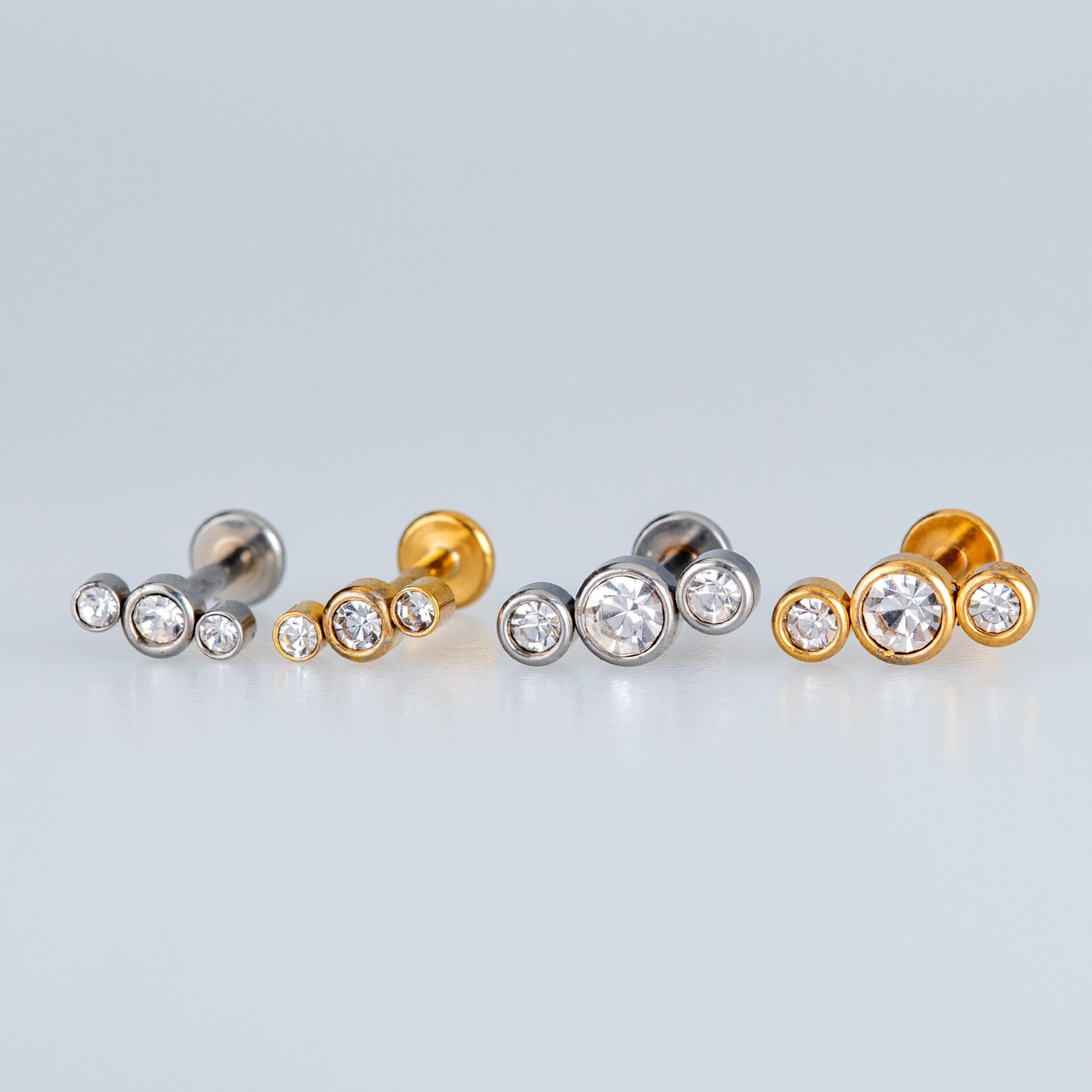 Piercing Çelik Tragus 2 Obje Boyu Seçeneği Sarı 8mm-Küçük Obje
