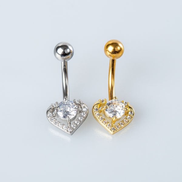 Piercing Göbek Kalp Taşlı