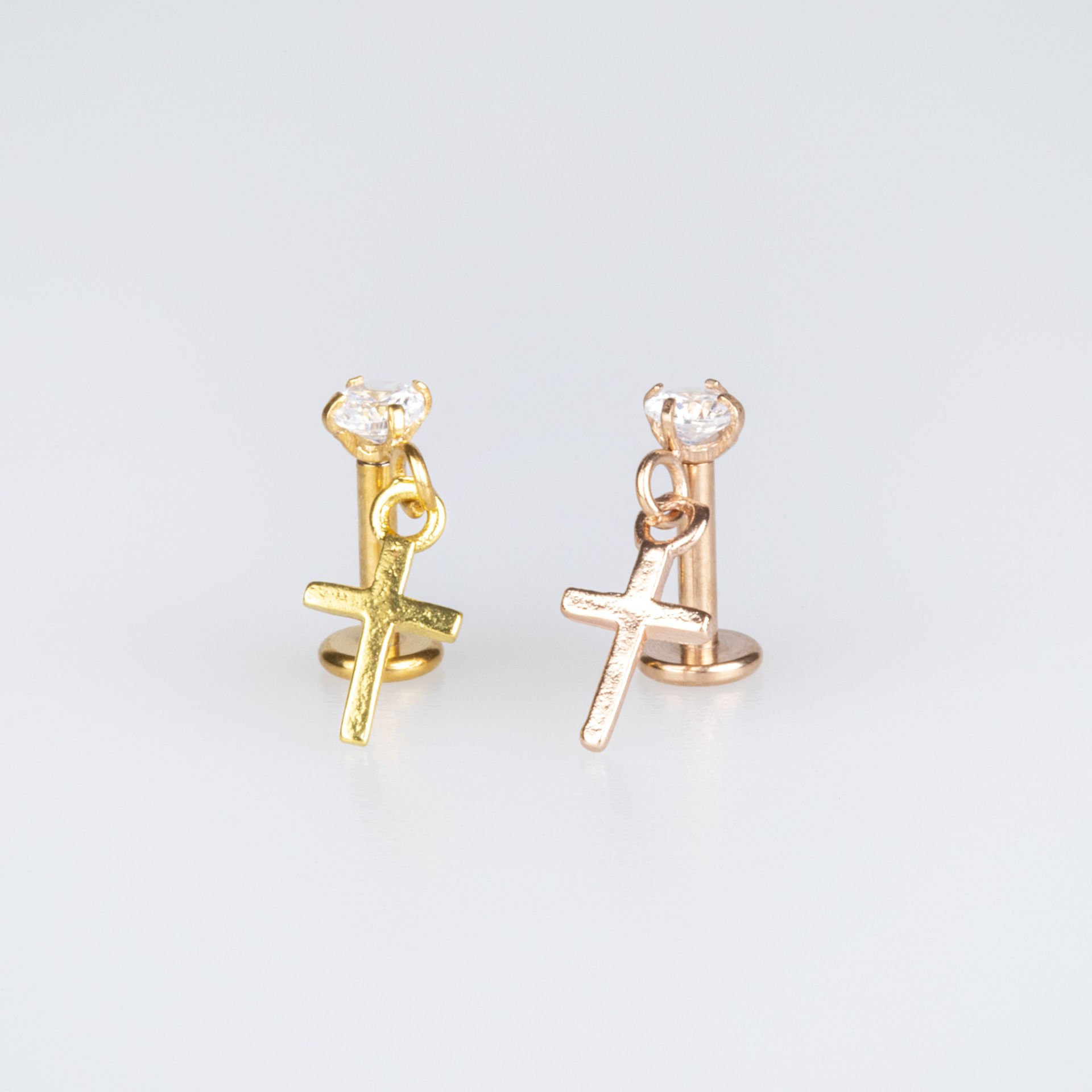 Toptan 316L Çelik Barlı Piercing Tragus Haç