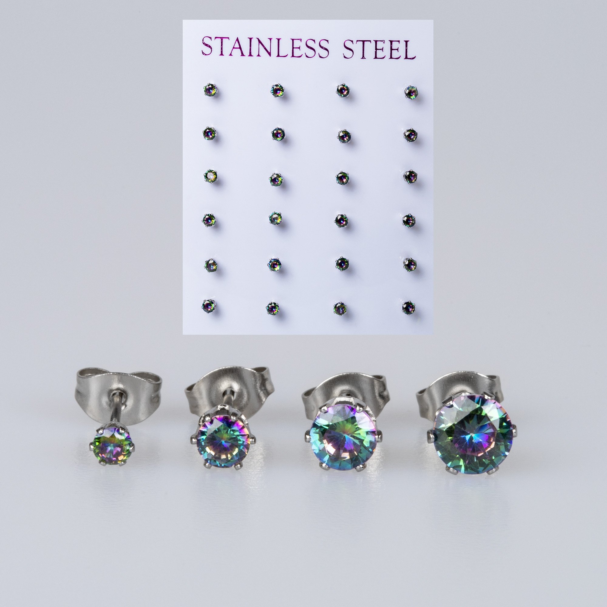 Çelik Taşlı Küpe Paket Boy: 6mm