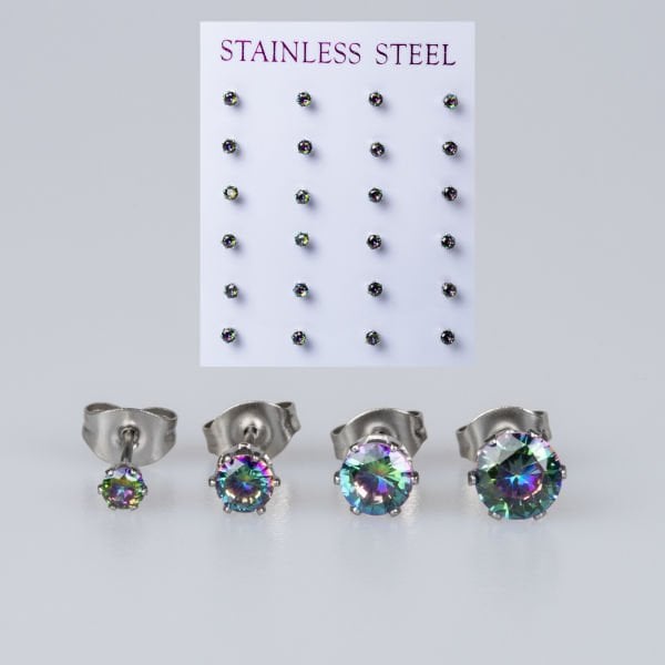 Çelik Taşlı Küpe Paket Boy: 6mm