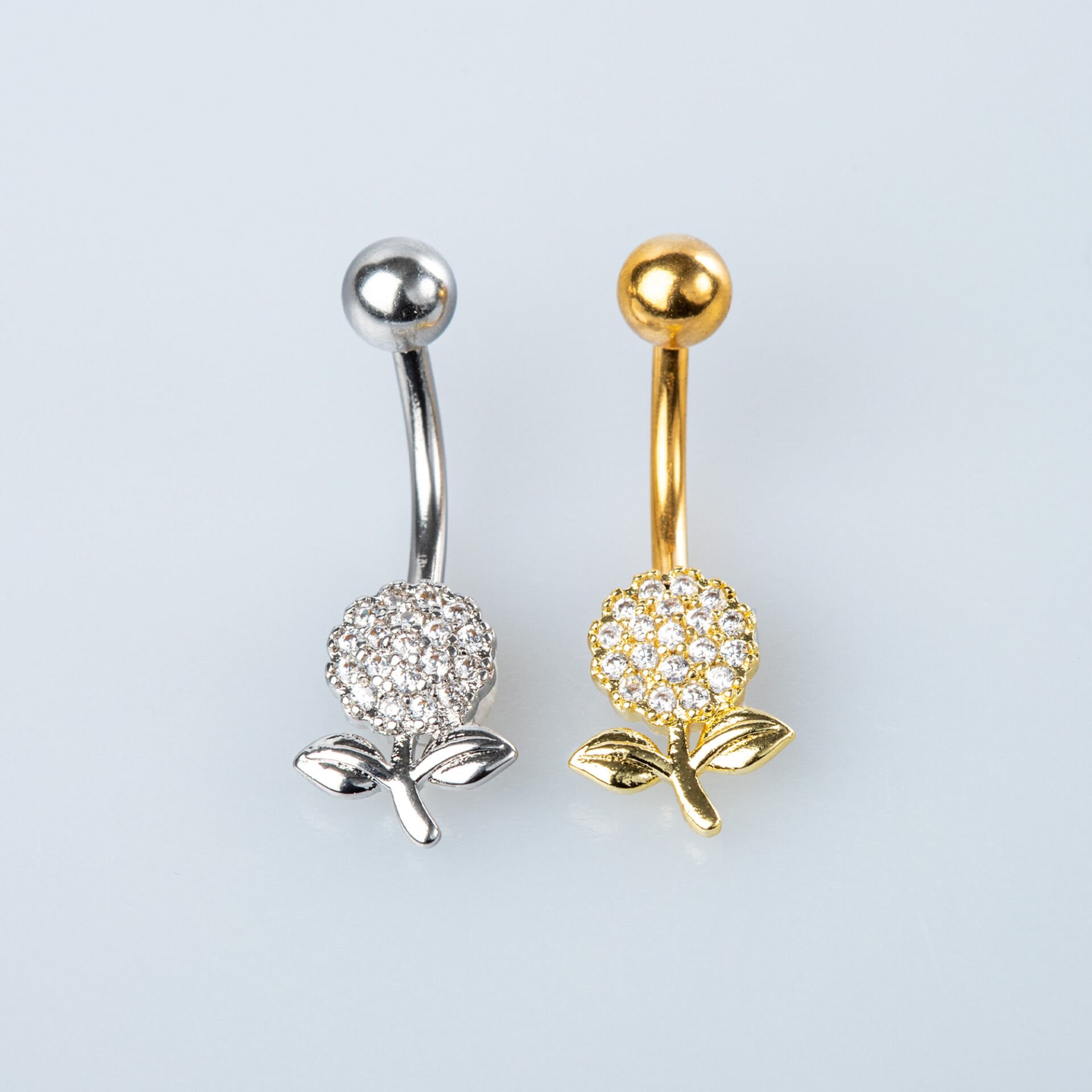 Piercing Göbek Çiçek Taşlı