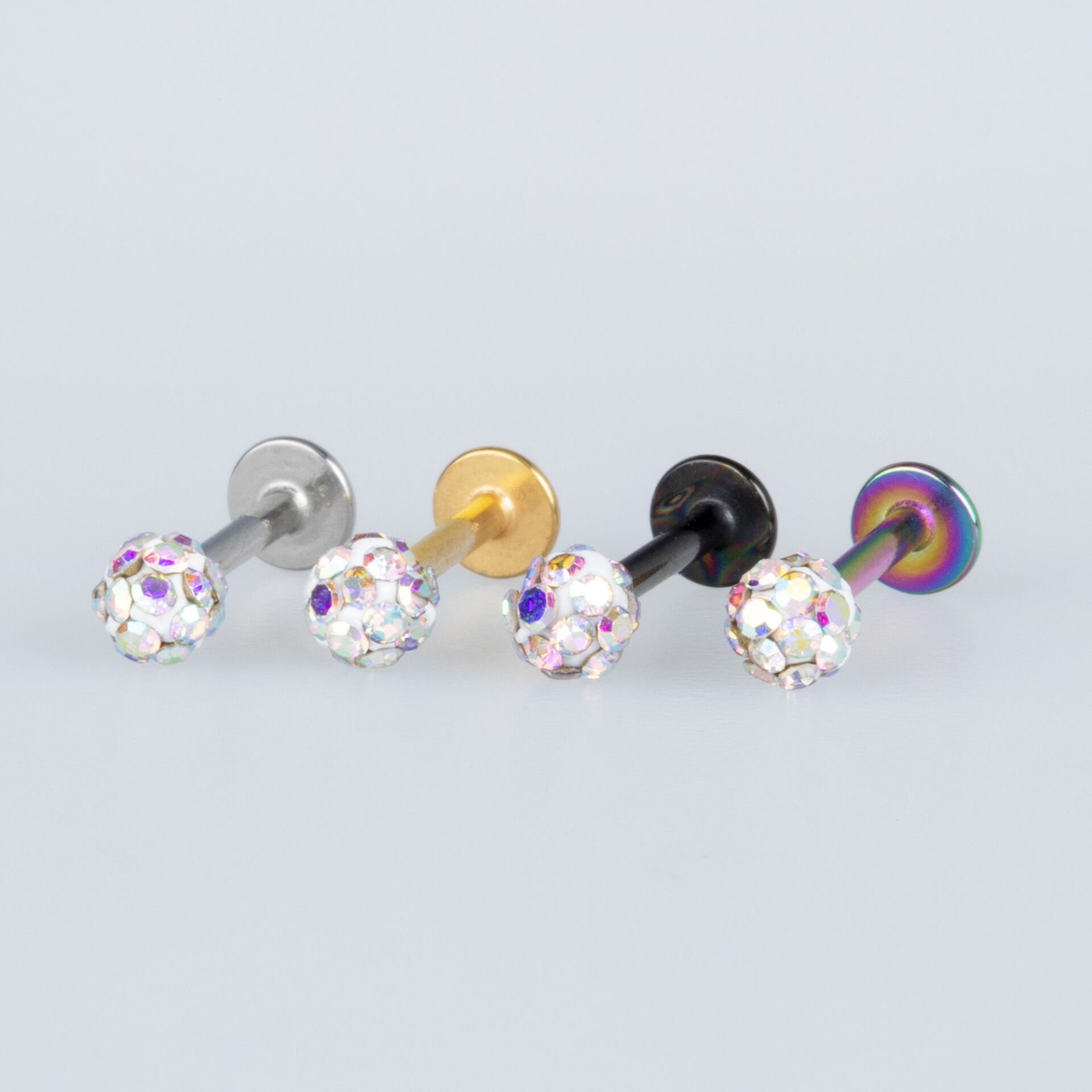 Toptan Piercing Labret Şambala Mumsuz 3.5mm Top Beyaz 8mm